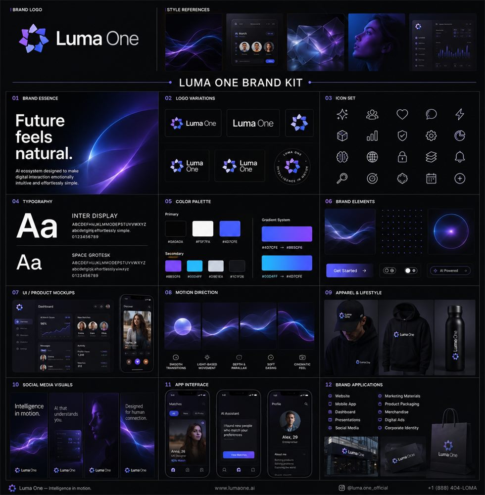 Luma One dark brand logo and interface system board