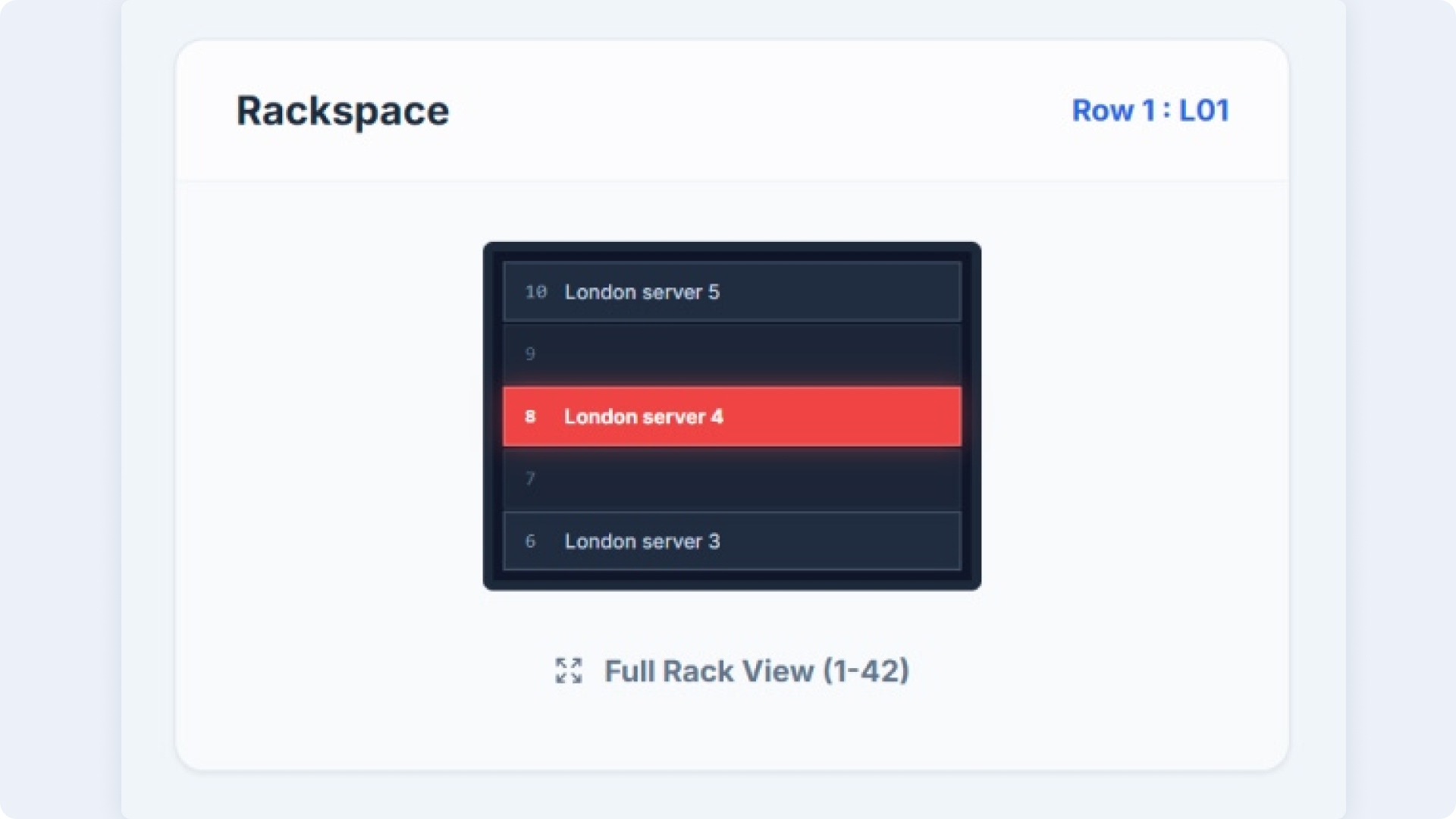 Dark theme visualization of a server rack