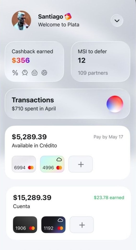 Plata banking dashboard visual noise interface